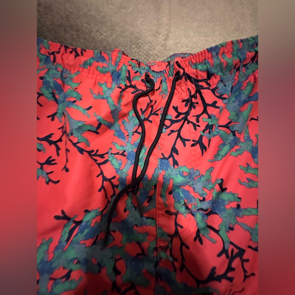 (B3) Old Navy Men's Printed‎ Coral Blue Wave Swim Trunks Shorts XXL - Picture 5 of 7
